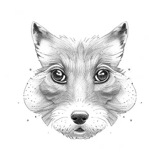 the silhouette of the face of three small breed dogs tattoo design idea