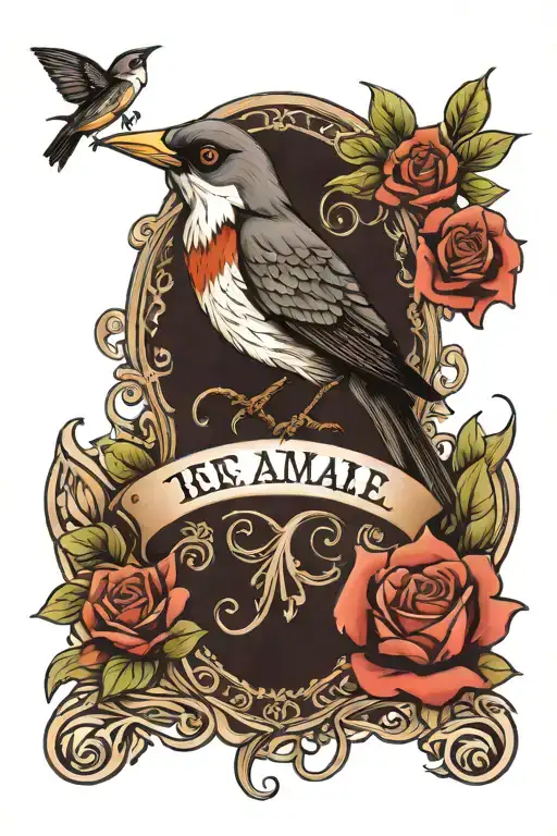 bird and name Family tattoo neck tattoo tattoo design idea