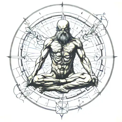 Great axis vitruvian man tattoo design idea