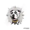 aggresive pitbull and big gold chains tattoo design idea