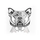 aggresive pitbull and big gold chains tattoo design idea