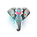 Elephant Head Trunk up Ornaments  tattoo design idea