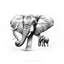 Elephant Head Trunk up Ornaments  tattoo design idea