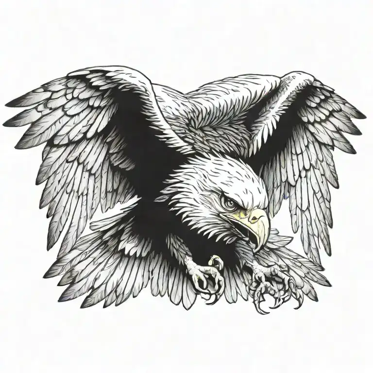 eagle wings spread, ramskull tattoo design idea