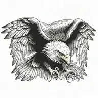 eagle wings spread, ramskull tattoo design idea