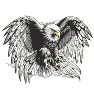 eagle wings spread, ramskull tattoo design idea