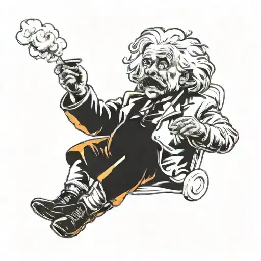 Einstein smokes in space tattoo design idea