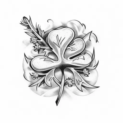 shamrock and thistle tied together on fire  tattoo design idea