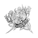 shamrock and thistle tied together on fire  tattoo design idea