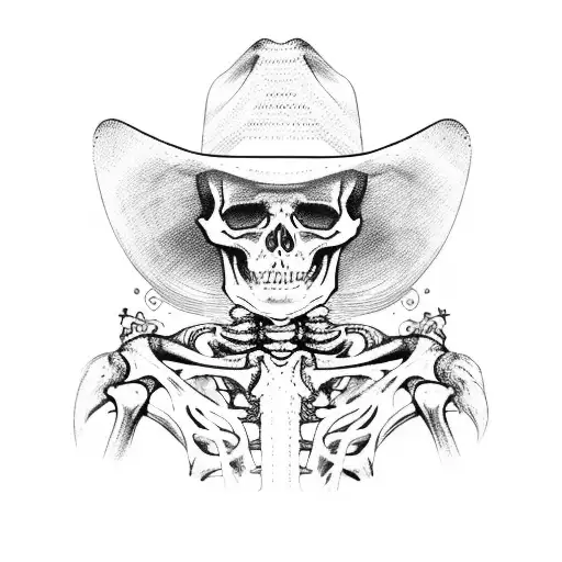 skeleton with cowboy hat tattoo design idea