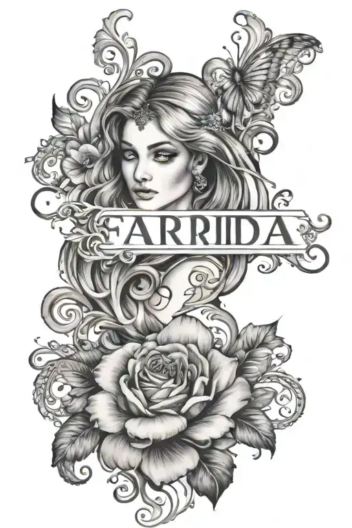 write my three daughters name written vertically Farida Dalida Amina tattoo design idea