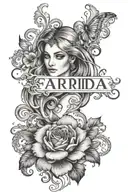 write my three daughters name written vertically Farida Dalida Amina tattoo design idea