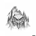 Mountain Rangewith Eagle soaring tattoo design idea