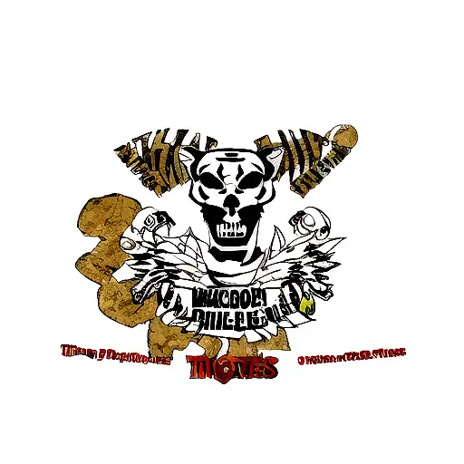tiger with harley davidson logo and skulls tattoo design idea