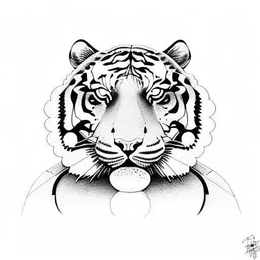 tiger with harley davidson logo and skulls tattoo design idea