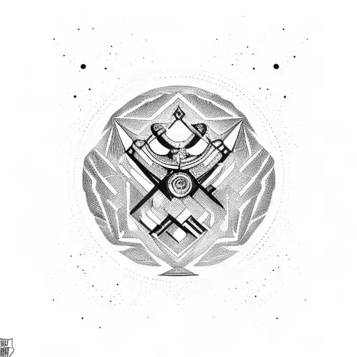 An abstract design incorporating the iconic NCA logo with elements of cheerleading movements tattoo design idea