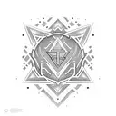An abstract design incorporating the iconic NCA logo with elements of cheerleading movements tattoo design idea