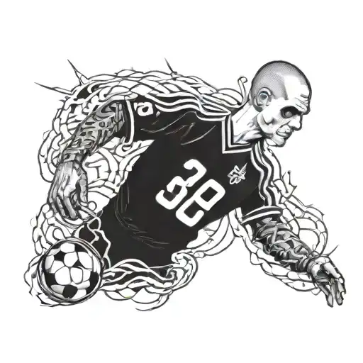 religious, year 2005, memento mori, soccer, prison break, music/rap. a full sleeve  tattoo design idea