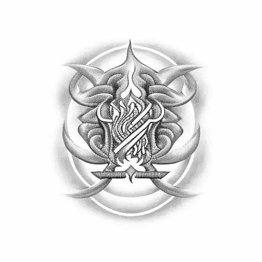 A black-grey tattoo of a flame representing flamengo and psychology tattoo design idea