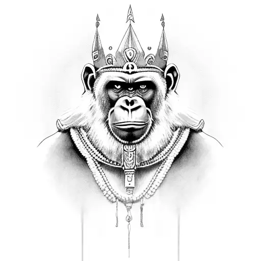 Maya themed ape king tattoo design idea
