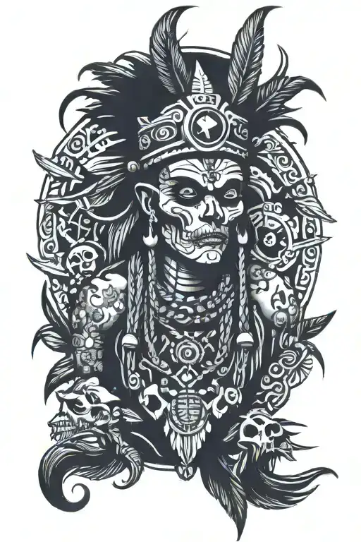 Black and white witch doctor  tattoo design idea