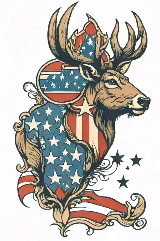 cross American flag deer Chicago bears  tattoo design idea