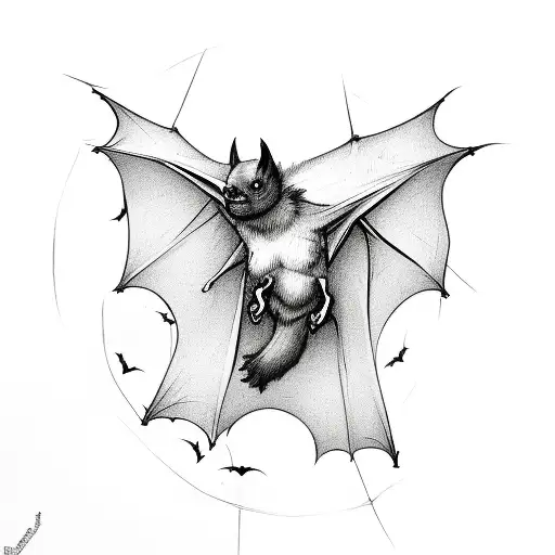 bats flying  tattoo design idea