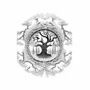 Dead Tree of Life with no leafs and skulls in the bark and branches and roots of the tree tattoo design idea