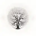 Dead Tree of Life with no leafs and skulls in the bark and branches and roots of the tree tattoo design idea