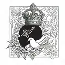 Holy trinity  a cross for the son a crown for the father and a dove for the holy spirit. sketchy tattoos tattoo design idea