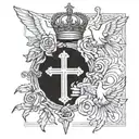Holy trinity  a cross for the son a crown for the father and a dove for the holy spirit. sketchy tattoos tattoo design idea