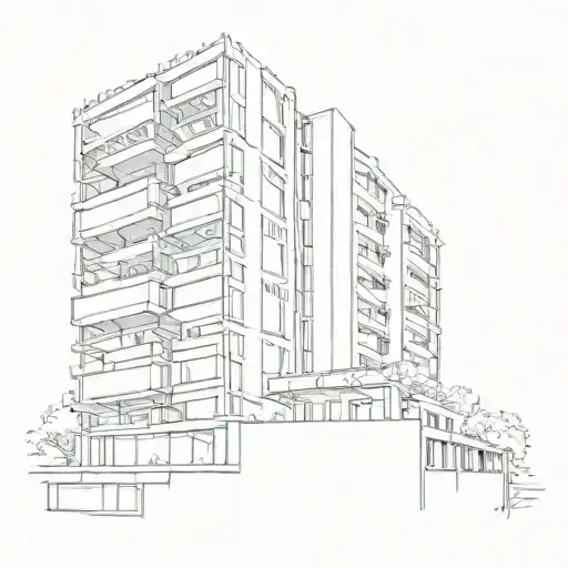 High-rise building five floors Khrushchev tattoo design idea