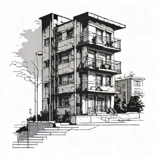 Multi-storey building with an address sign tattoo design idea