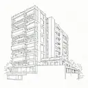 High-rise building five floors Khrushchev tattoo design idea