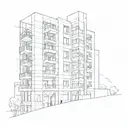 High-rise building five floors Khrushchev tattoo design idea