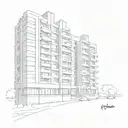 High-rise building five floors Khrushchev tattoo design idea