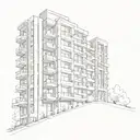 High-rise building five floors Khrushchev tattoo design idea