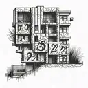 Multi-storey building with an address sign tattoo design idea
