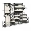 Multi-storey building with an address sign tattoo design idea