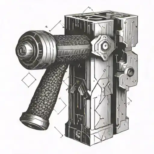 Incorporate a blacksmith hammer and anvil into a geometric design tattoo design idea