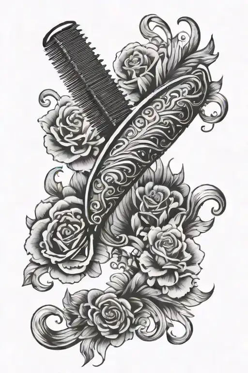 tail comb tattoo design idea