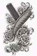 tail comb tattoo design idea