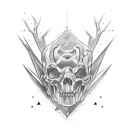 corvo em cima da caveira tattoo design idea