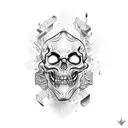 corvo em cima da caveira tattoo design idea