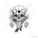 corvo em cima da caveira tattoo design idea