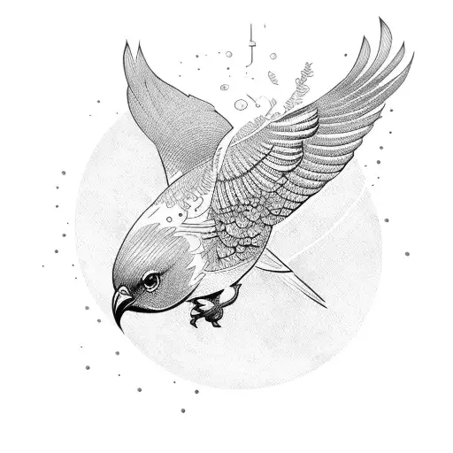 spinning bird gracefully tattoo design idea
