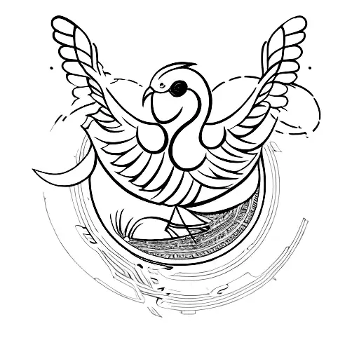 spinning bird tattoo design idea
