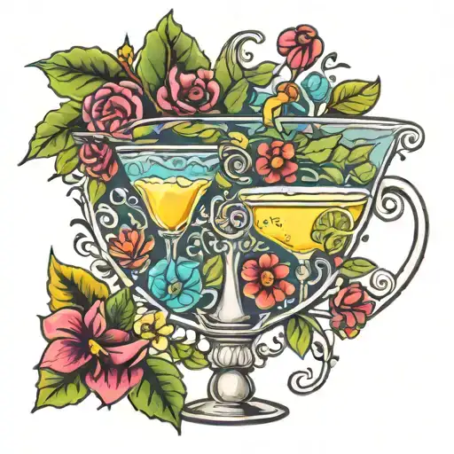 margarita glass, garden, heart tattoo design idea