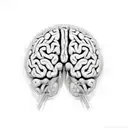 Imagine an artistic representation of a human brain, drawn with elegant lines and precise details, occupying the center  tattoo design idea