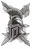 Spartan Helmet and Sword tattoo design idea